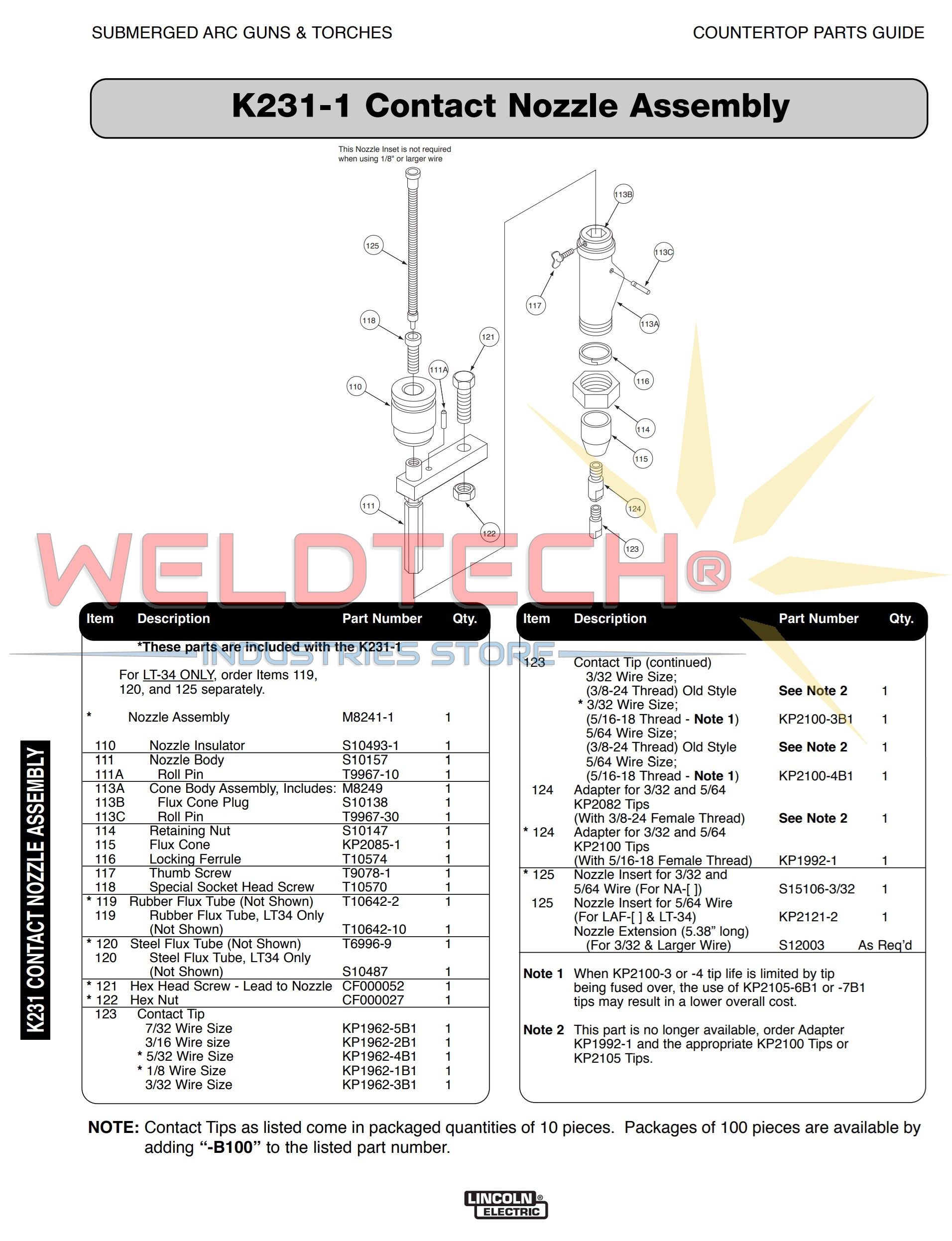 K231-1 Contact Nozzle Assembly